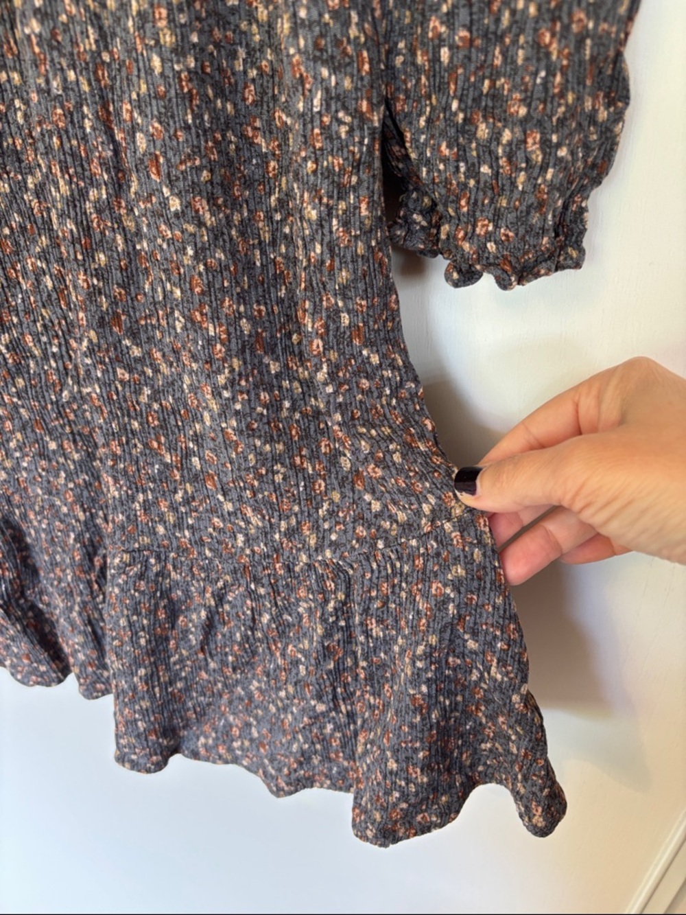 Ditsy Floral Dress Smocked Milkmaid Mini Size Medium Babydoll Y2K Retro - Picture 6 of 11